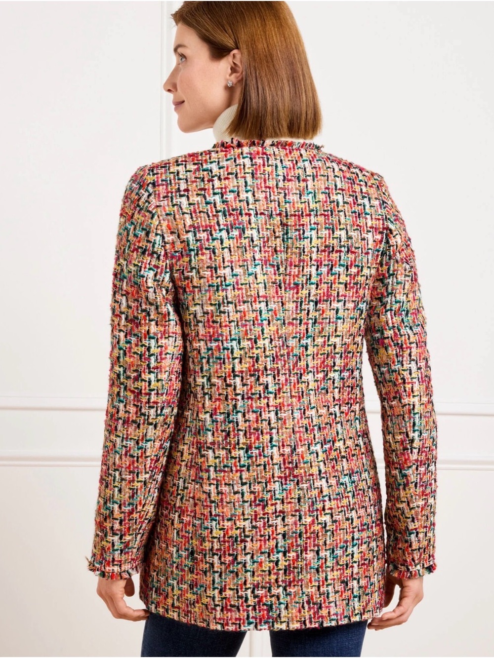 Talbots Candy Tweed Open Jacket Womens Multicolor - Picture 2 of 9